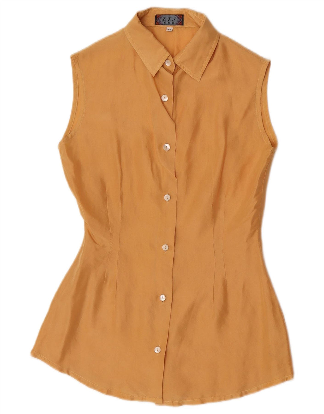 Vintage ærmeløs skjortebluse til kvinder IT 42 Medium Yellow