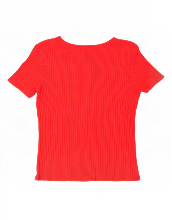 Zara T-Shirt Top UK 12 Medium Rød Viscose