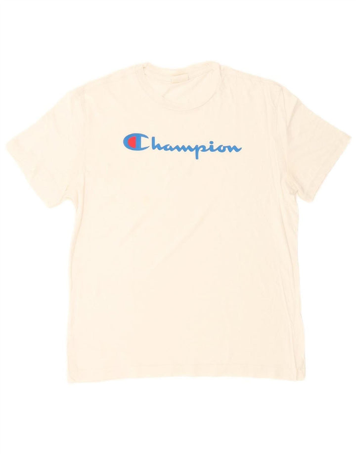CHAMPION Mens Graphic T-Shirt Top Medium White