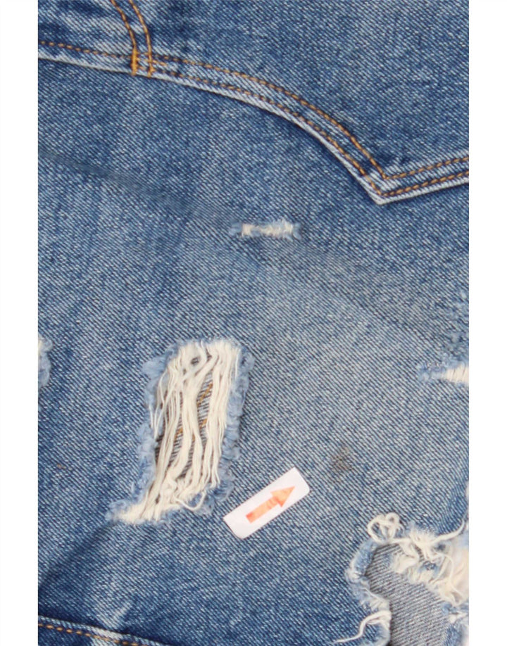 Zara Dame Distressed Mini Denim Nederdel XS W24 Blå Bomuld