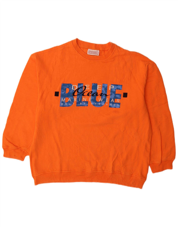 Stefanel Herre Grafisk Sweatshirt Jumper XL Orange