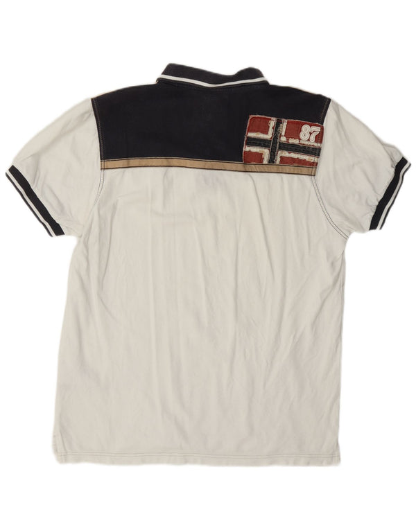 Napapijri Herre Geographic Graphic Rugby Polo Shirt XL Hvid Colourblock