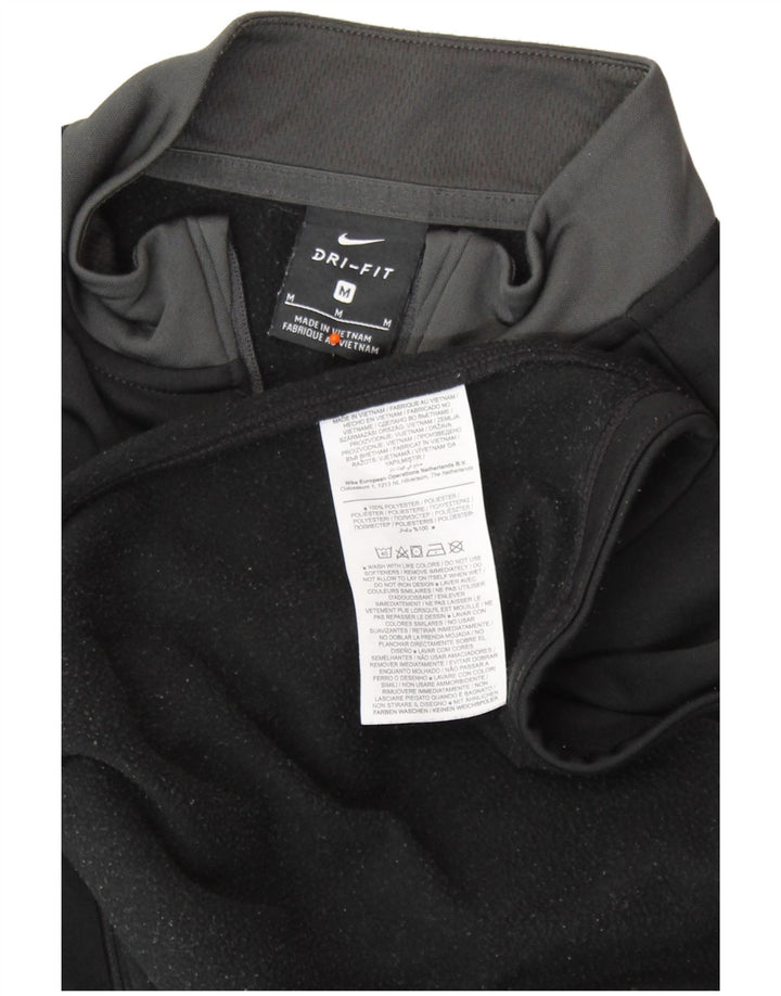 NIKE Herre Dri Fit Pullover med lynlås-hals Træningsdragt Top Medium Sort Colourblock