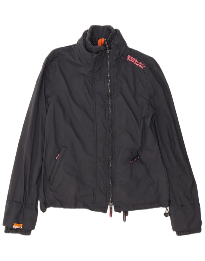 SUPERDRY Grafisk regnjakke til kvinder UK 16 Stor grå polyester