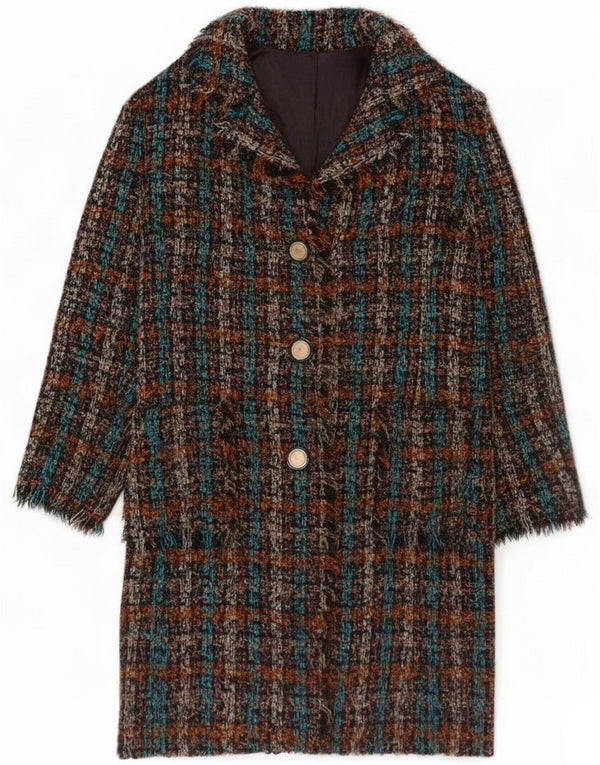 Vintage Womens Overcoat UK 16 Large Multicoloured Check