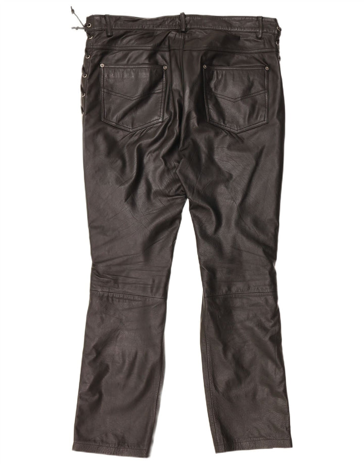 Vintage dame Biker læderbukser W38 L31 sort læder