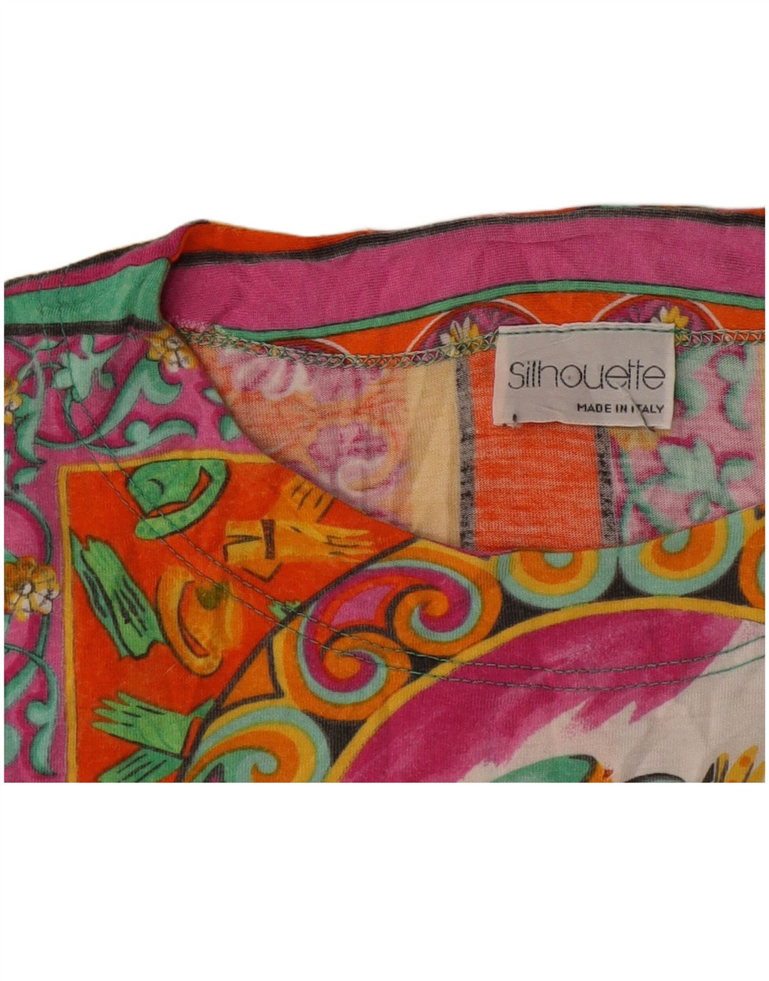Silhouette Dame Grafisk T-Shirt Top UK 16 Stort flerfarvet Patchwork