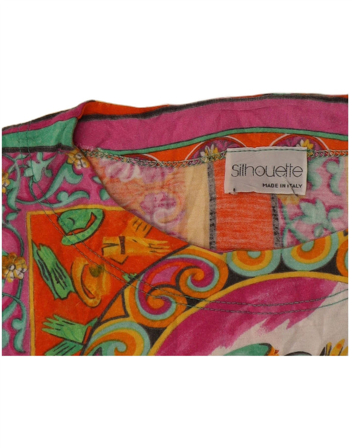 Silhouette Dame Grafisk T-Shirt Top UK 16 Stort flerfarvet Patchwork