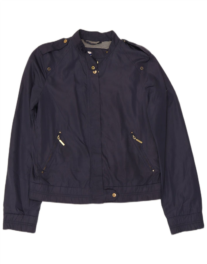 GAS Womens Military Bomber Jacket IT 44 Medium Navy Blue Polyester