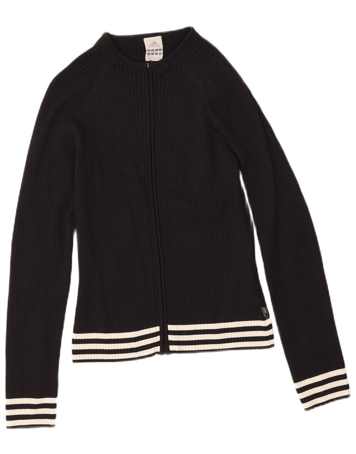 ADIDAS Dame Cardigan Sweater UK 12 Medium Sort Nylon