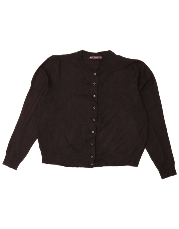 Marks & Spencer Womens Crop Cardigan Sweater UK 16 Large Black Viscose