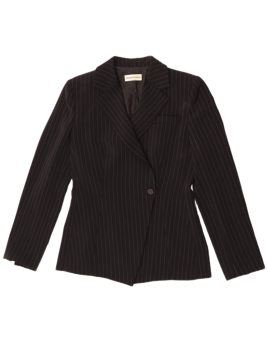 Emporio Armani Dame 1 Knap Blazer Jacket UK 8 Small Black Pinstripe