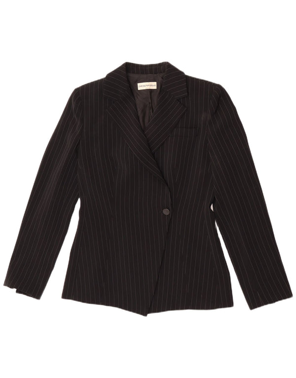 Emporio Armani Dame 1 Knap Blazer Jacket UK 8 Small Black Pinstripe