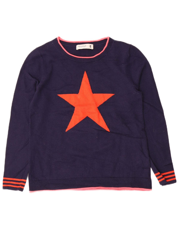 Pringle Womens Boat Neck Jumper Sweater UK 12 Medium Navy Blue Striped