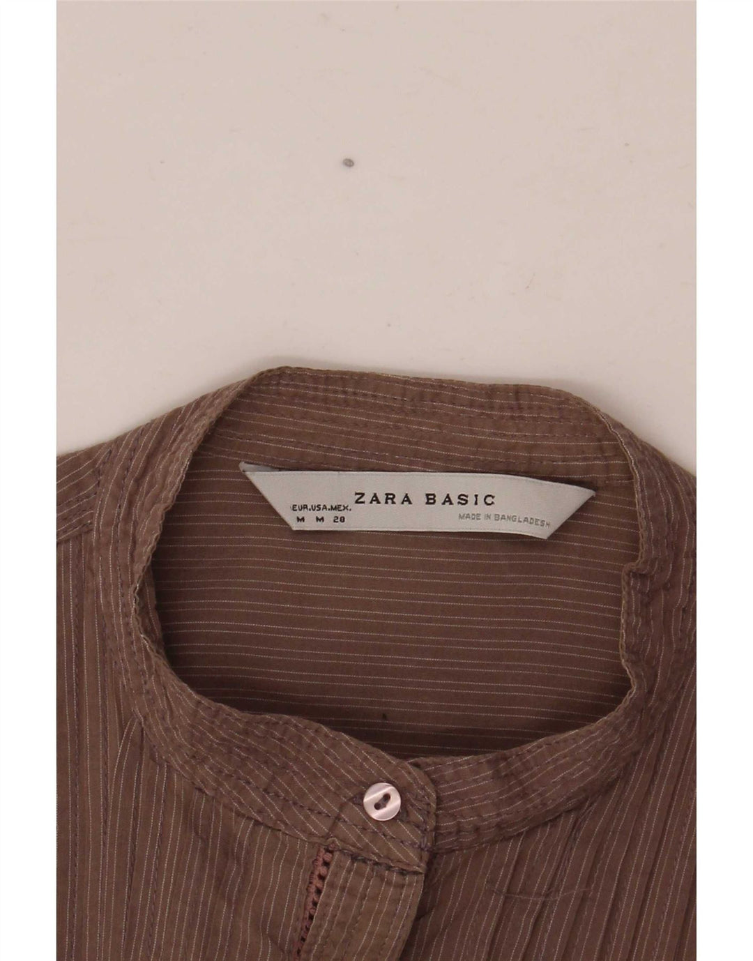 Zara Dame Smoking Shirt UK 12 Medium Brun Stribet