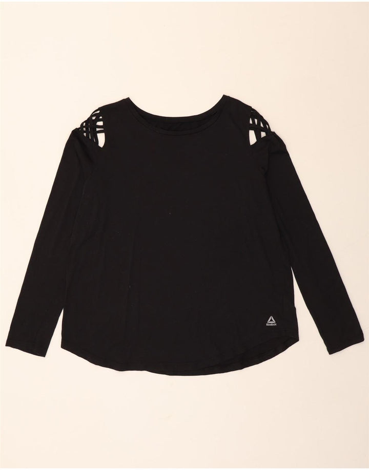 REEBOK Womens Top Long Sleeve UK 16 Large Black Polyester Vintage Reebok and Second-Hand Reebok from Messina Hembry 