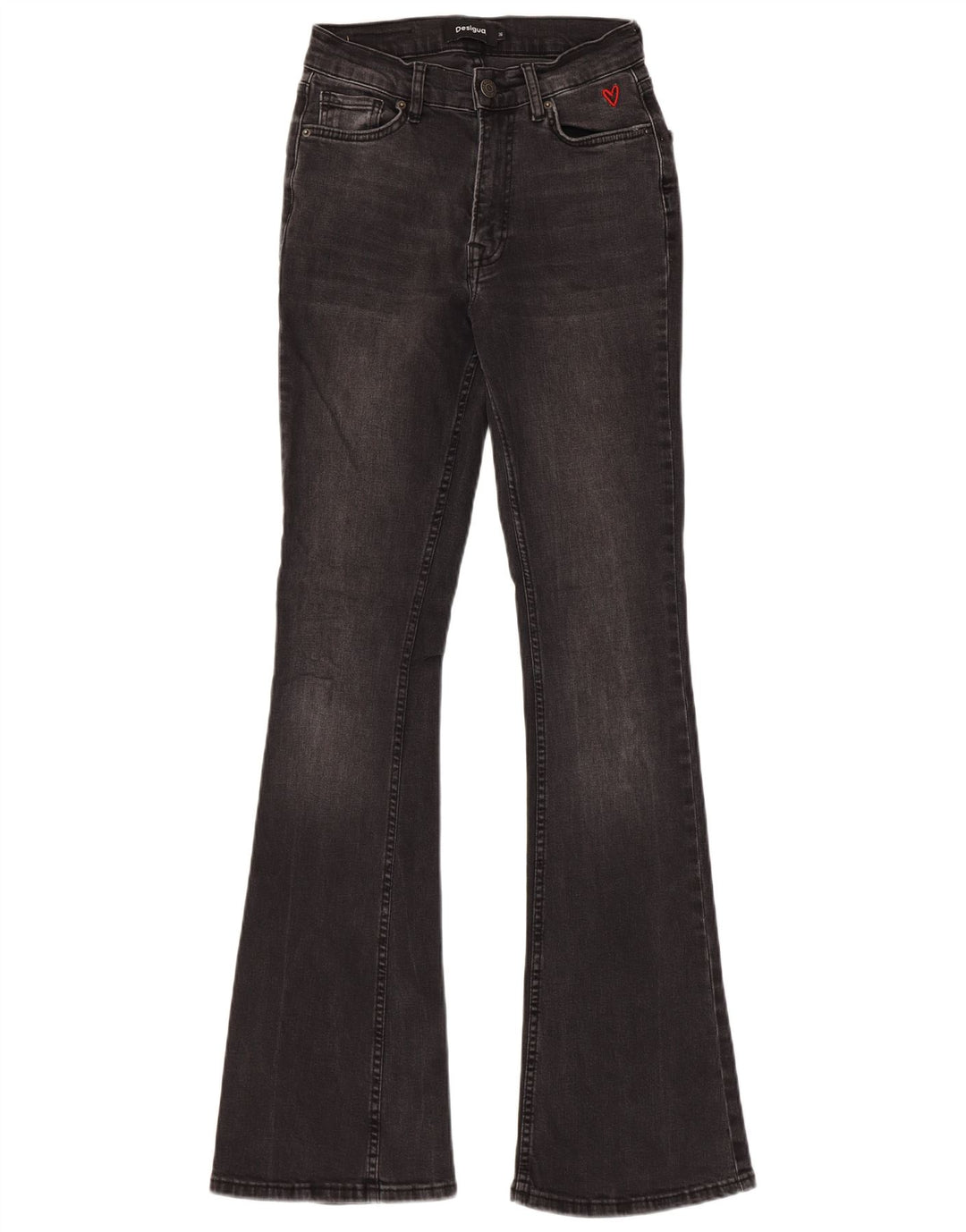 Desigual Dame Slim Flared Jeans EU 36 Small W26 L33 Black Bomuld