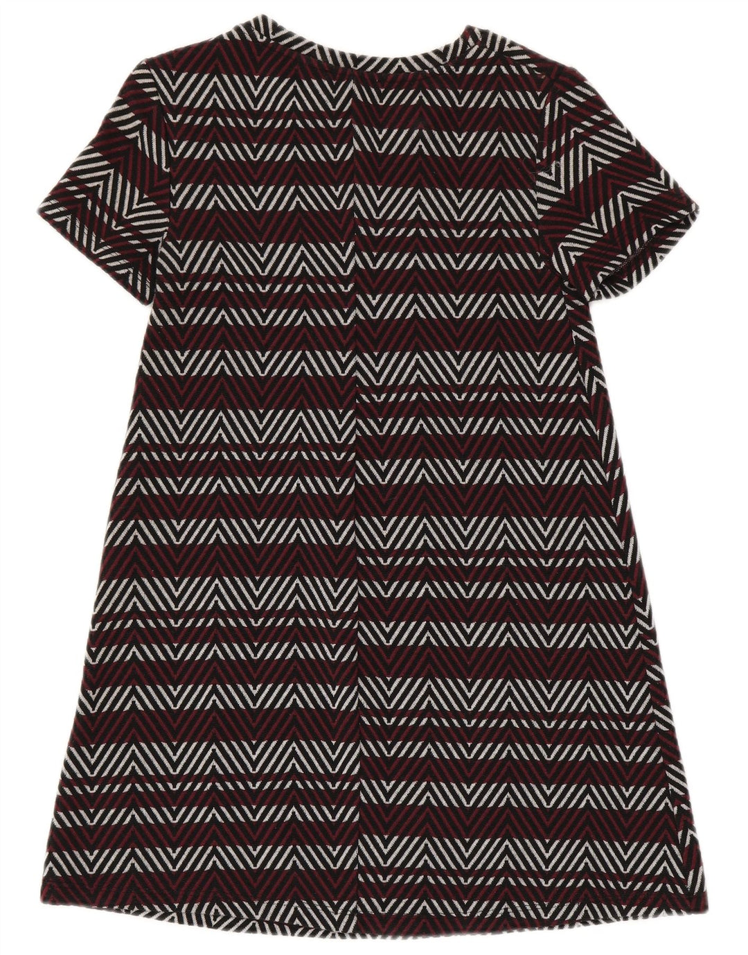 Zara Dame Trafaluc Basic Dress UK 8 Small Bourgogne Chevron Polyester