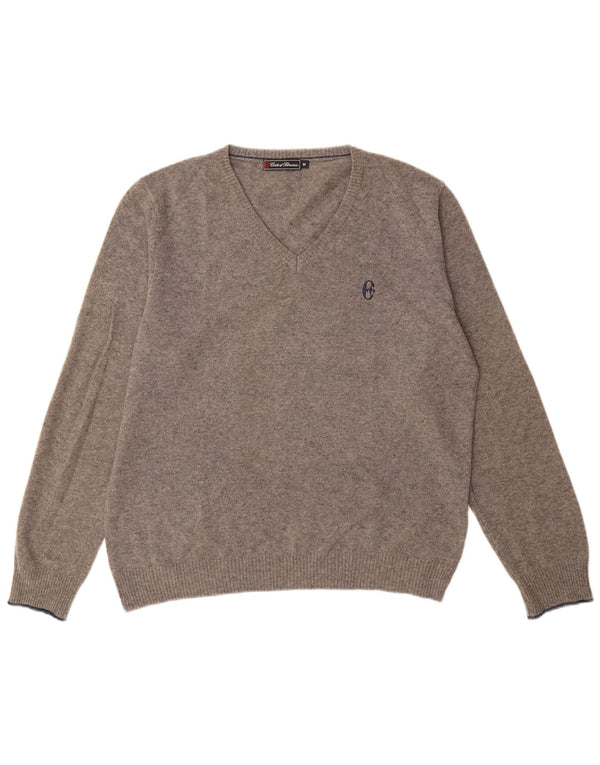 Conte of Florence Herre V-hals sweater mellemgrå uld