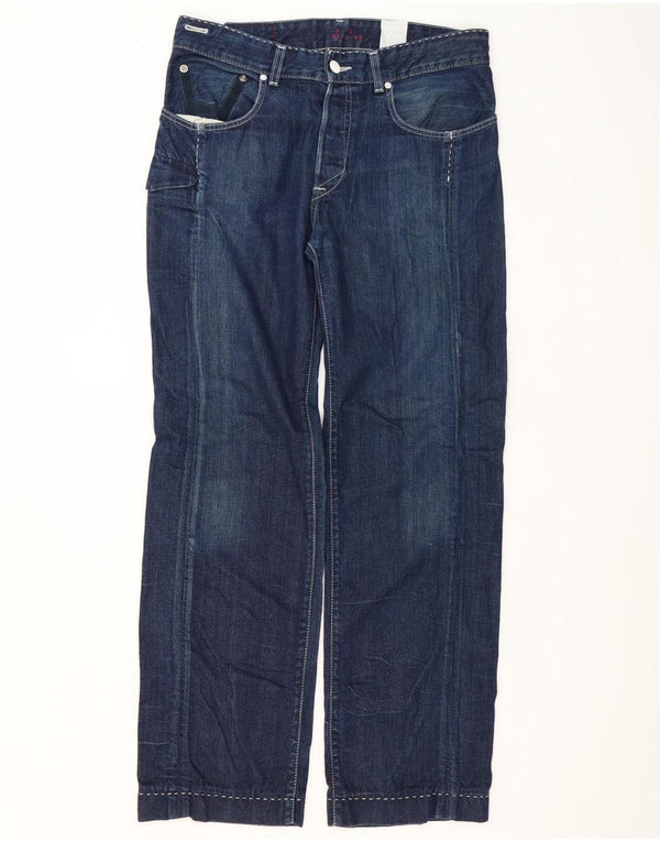 Levi's Mens Straight Jeans W34 L34 Navy Blue Cotton