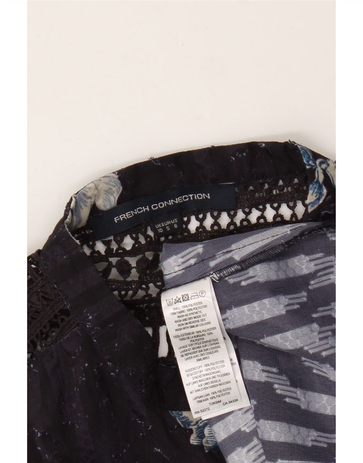 French Connection Dame Langærmet Bluse Top UK 10 Small Navy Blue