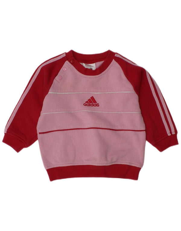 Adidas Baby Girls Grafisk Sweatshirt Jumper 9-12 måneder Pink Colourblock