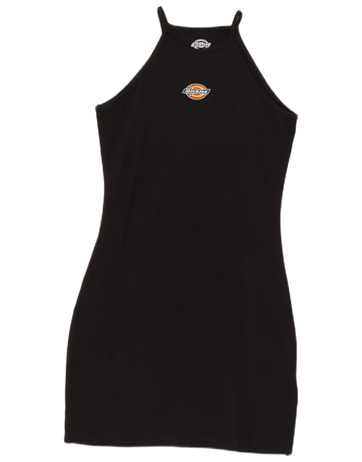 Dickies Dame Grafisk Halter Dress UK 12 Medium Sort Bomuld