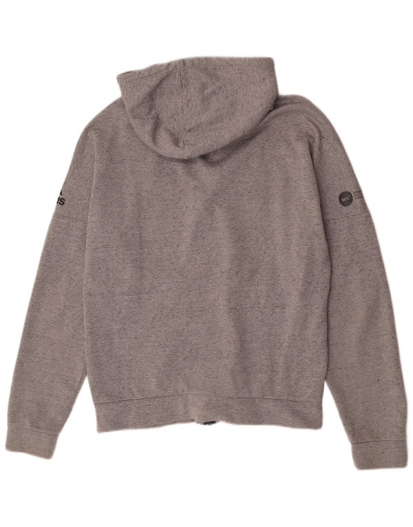 Adidas Womens Hooded Tracksuit Top Jacket UK 12 Medium Grey Cotton Sports