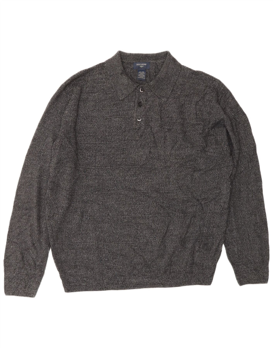 DOCKERS Herre Polo Neck Jumper Sweater XL Grå Akryl