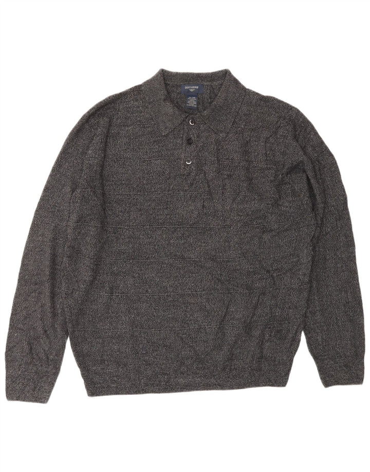 DOCKERS Herre Polo Neck Jumper Sweater XL Grå Akryl