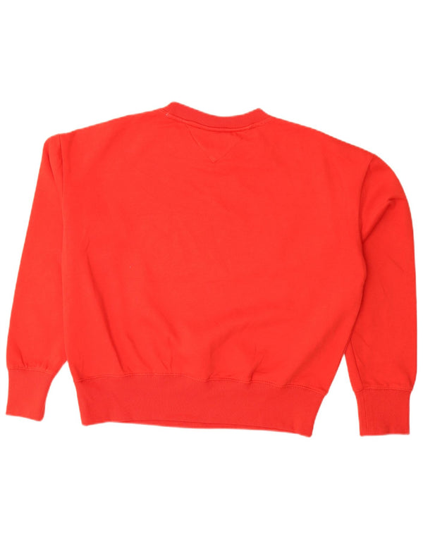 Tommy Hilfiger Dame Oversized Sweatshirt Jumper UK 10 Lille Rød Bomuld