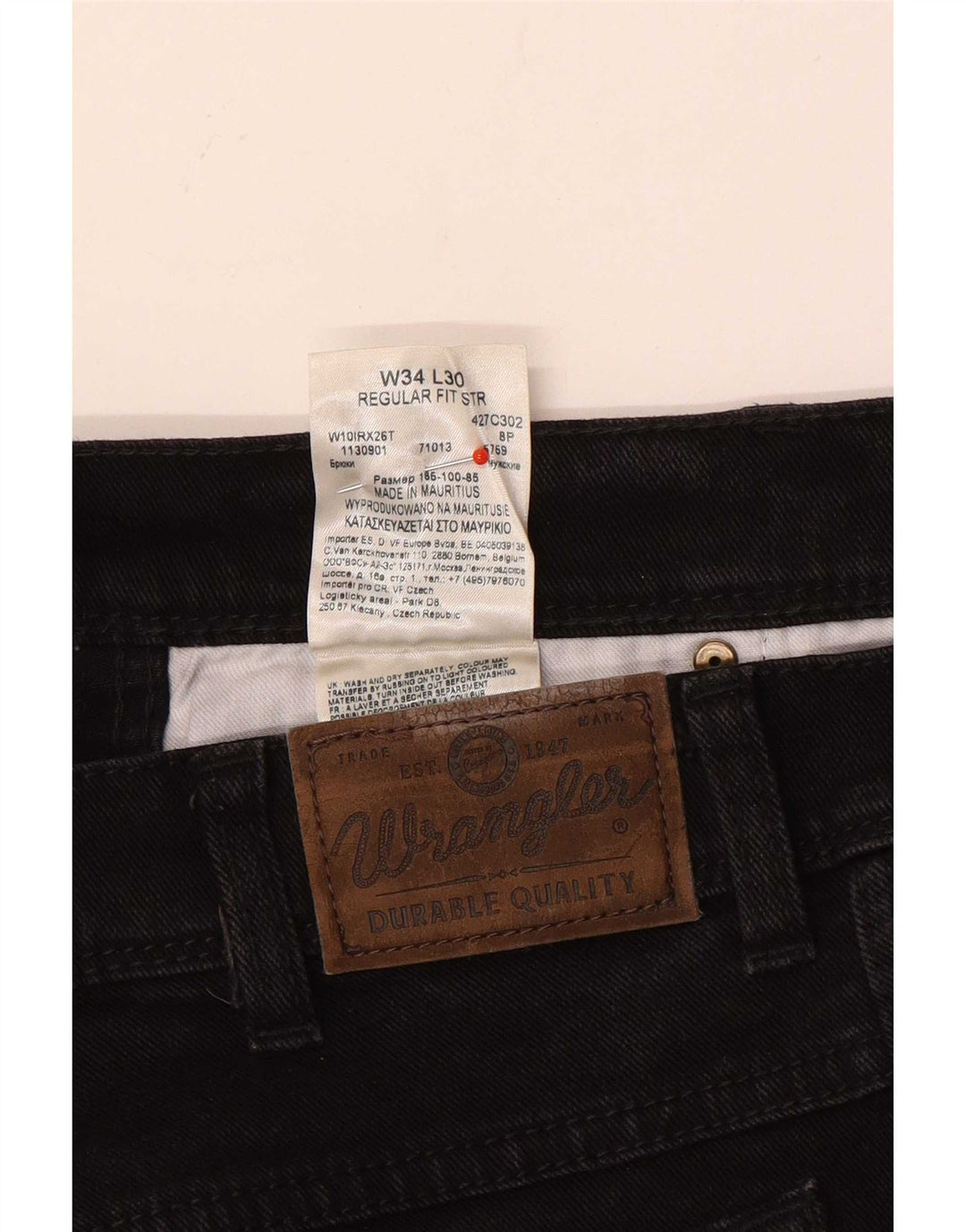 Wrangler Herre Regular Fit Straight Jeans W34 L30 Sort Bomuld
