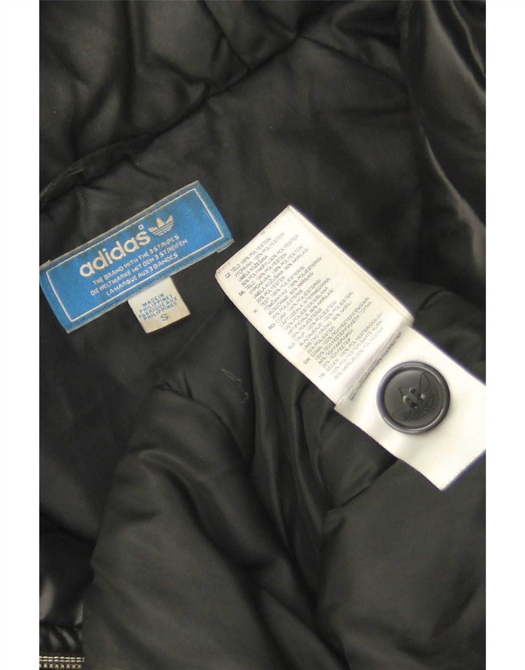 Adidas Herre hættepolstret jakke UK 36 Lille sort polyester