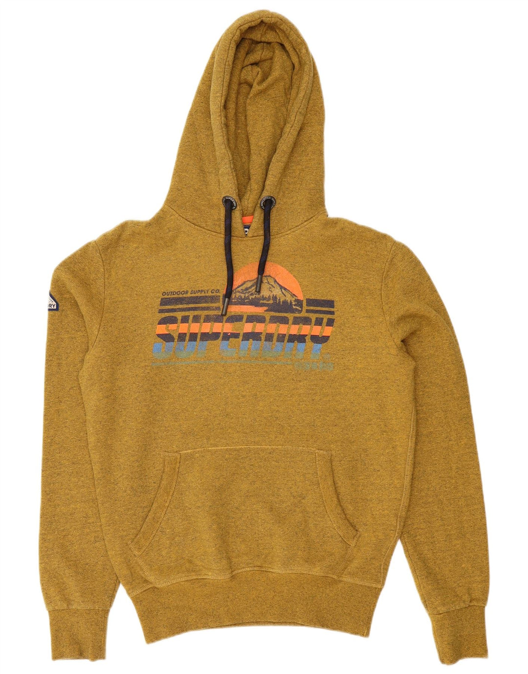 SUPERDRY Herre Grafisk Loose Fit Hoodie Jumper Lille Gul Bomuld