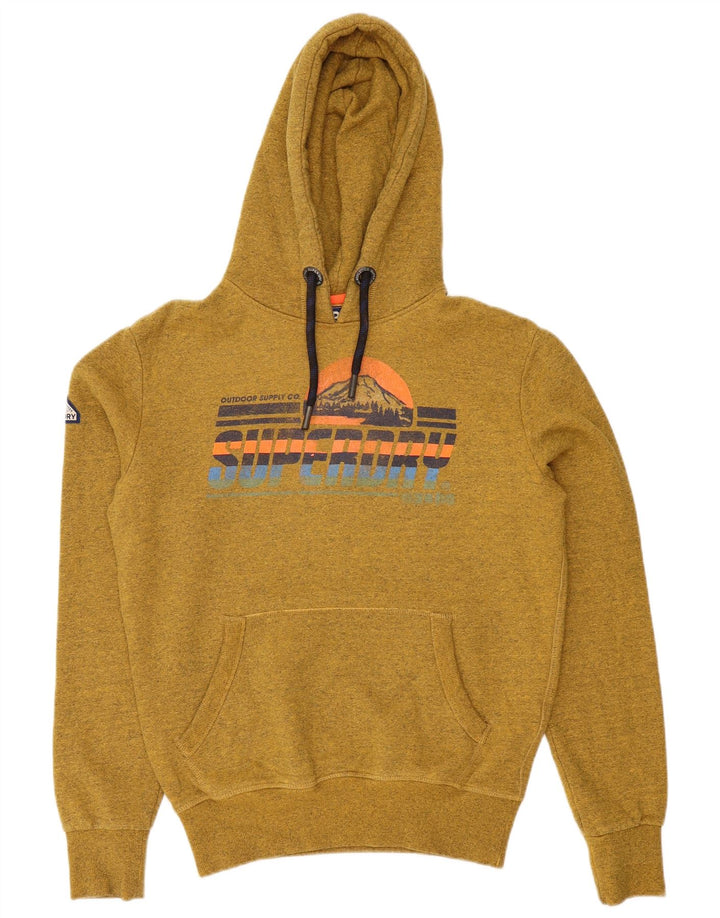 SUPERDRY Herre Grafisk Loose Fit Hoodie Jumper Lille Gul Bomuld