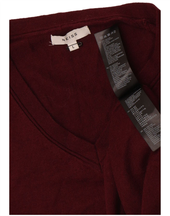 Reiss Herre V-hals sweater Stor Burgundy Viscose