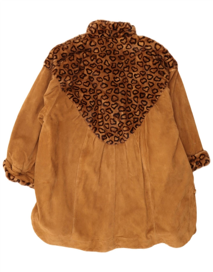 Vintage oversized ruskindsfrakke IT 44 Medium Brown Animal Print