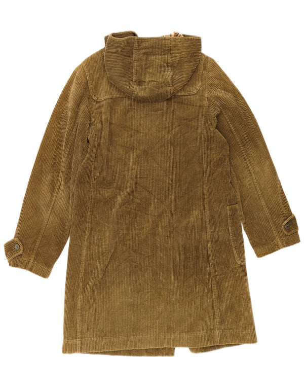 American Eagle Dame Hooded Corduroy Duffel Coat UK 14 Medium Khaki Cotton