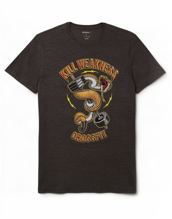 Reebok Herre Grafisk T-Shirt Top Stor Grå Polyester