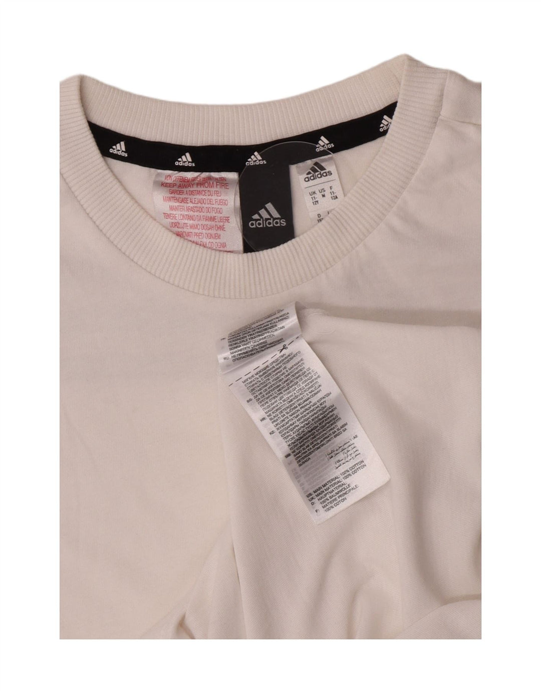 Adidas Boys T-Shirt Top 11-12 år Hvid Bomuld