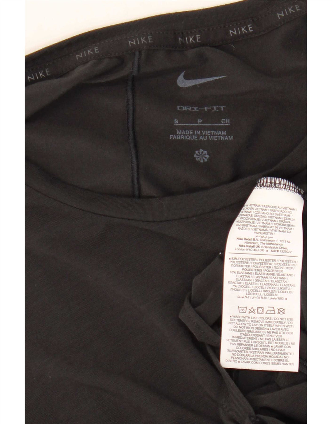 Nike Dame Dri Fit Crop T-Shirt Top UK 10 Lille sort polyester