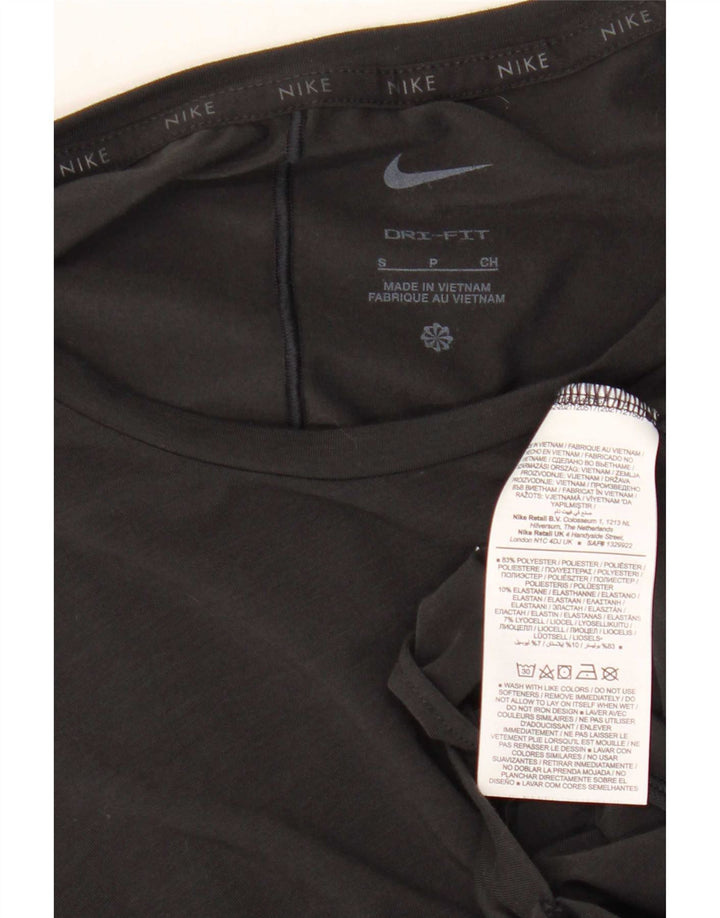 Nike Dame Dri Fit Crop T-Shirt Top UK 10 Lille sort polyester