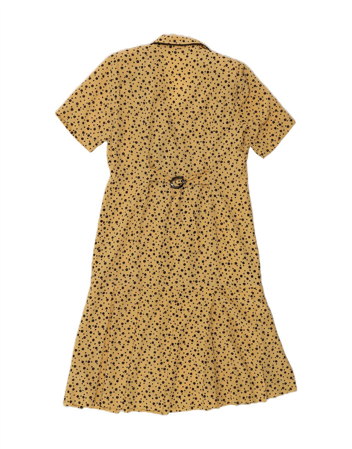 VINTAGE Womens Maxi Dress UK 12 Medium Yellow Spotted Polyester Vintage Vintage and Second-Hand Vintage from Messina Hembry 