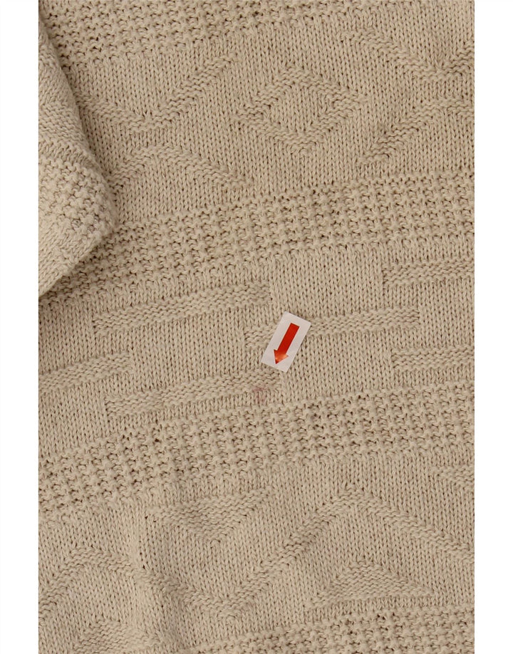 CENTRO MAGLIA Mens Crew Neck Jumper Sweater Medium Beige Acrylic