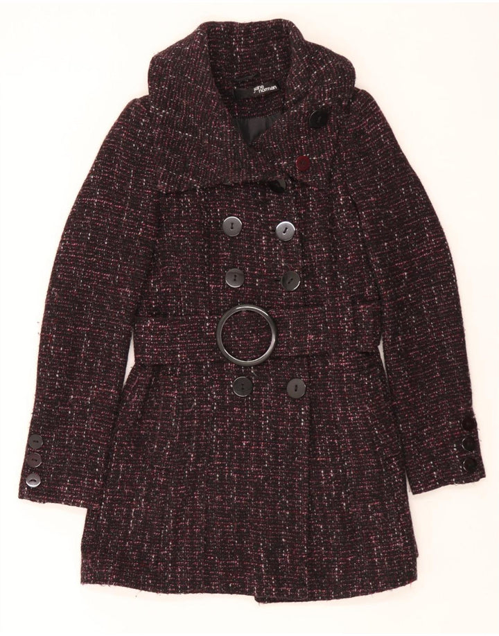 Jane Norman Dame Dobbeltradet Frakke UK 10 Small Purple Flecked Acryl