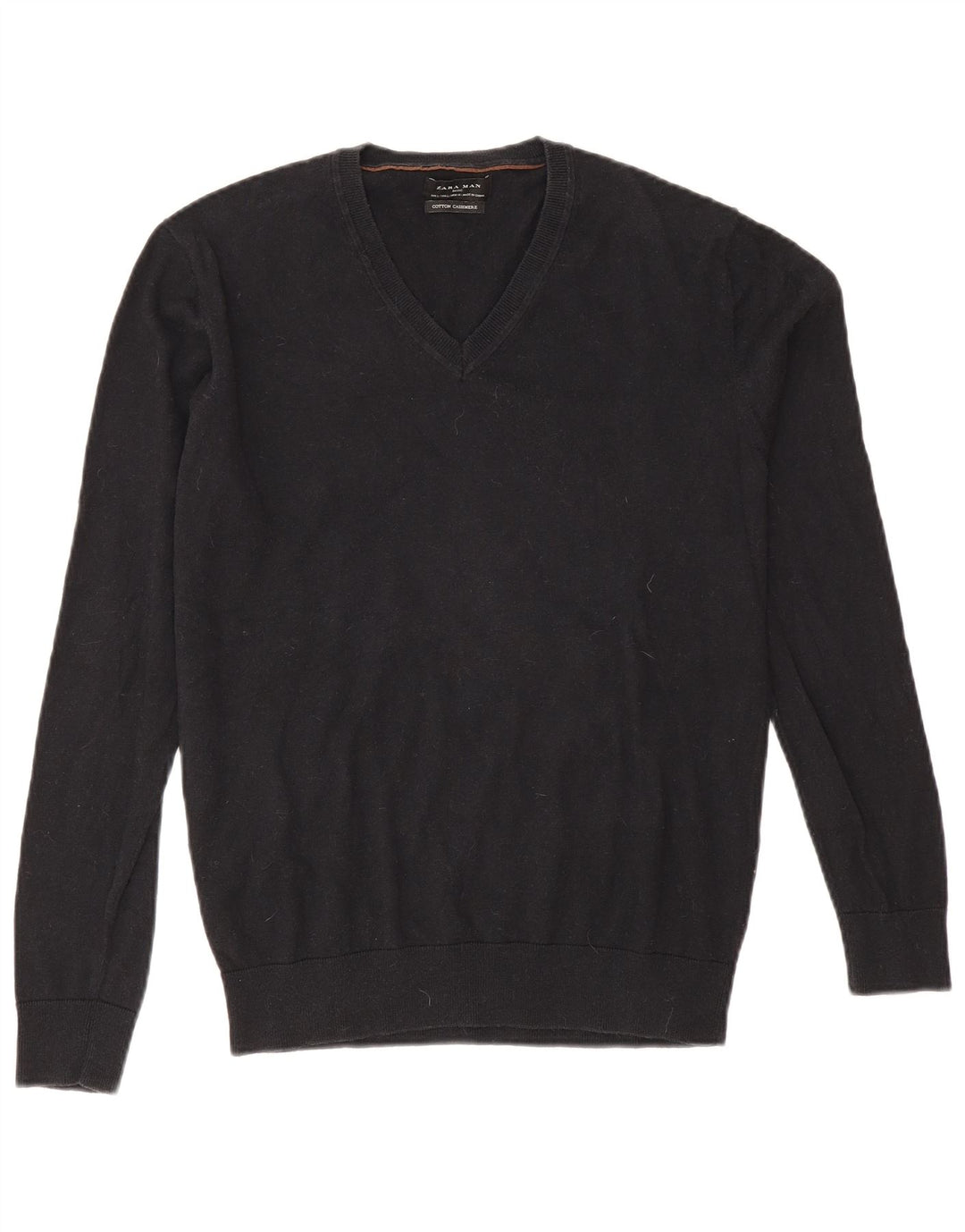 Zara Herre V-hals sweater Stor sort bomuld