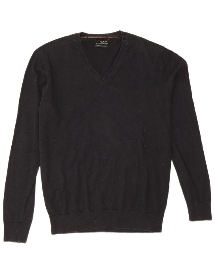 Zara Herre V-hals sweater Stor sort bomuld