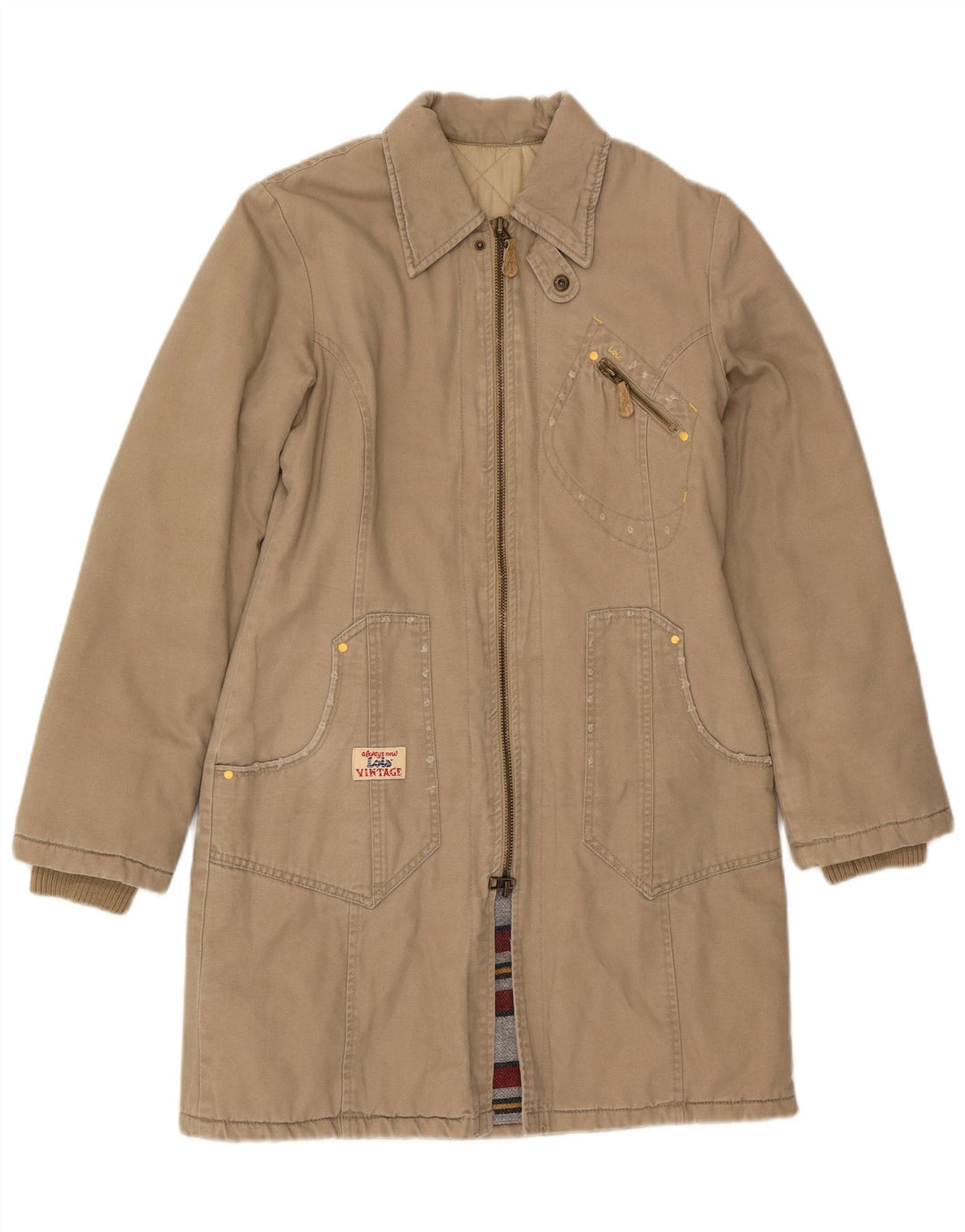 Lois Dame Windbreaker Coat UK 10 Small Beige Bomuld