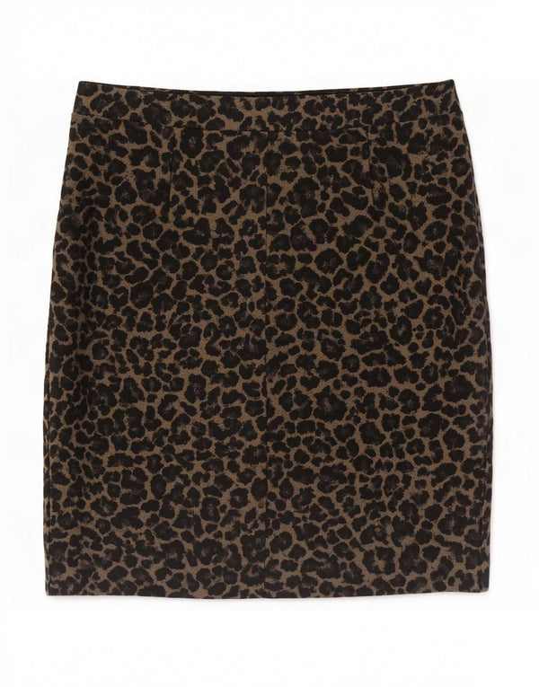Marks & Spencer Lige nederdel til kvinder UK 16 Large W34 Beige Animal Print
