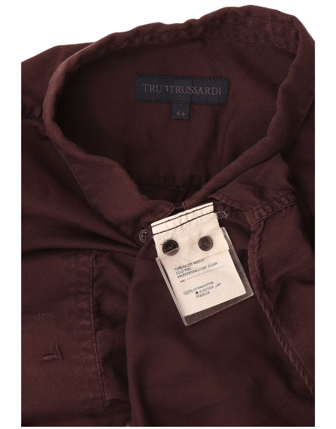 Trussardi herreskjorte str. 44 XL Bourgogne bomuld